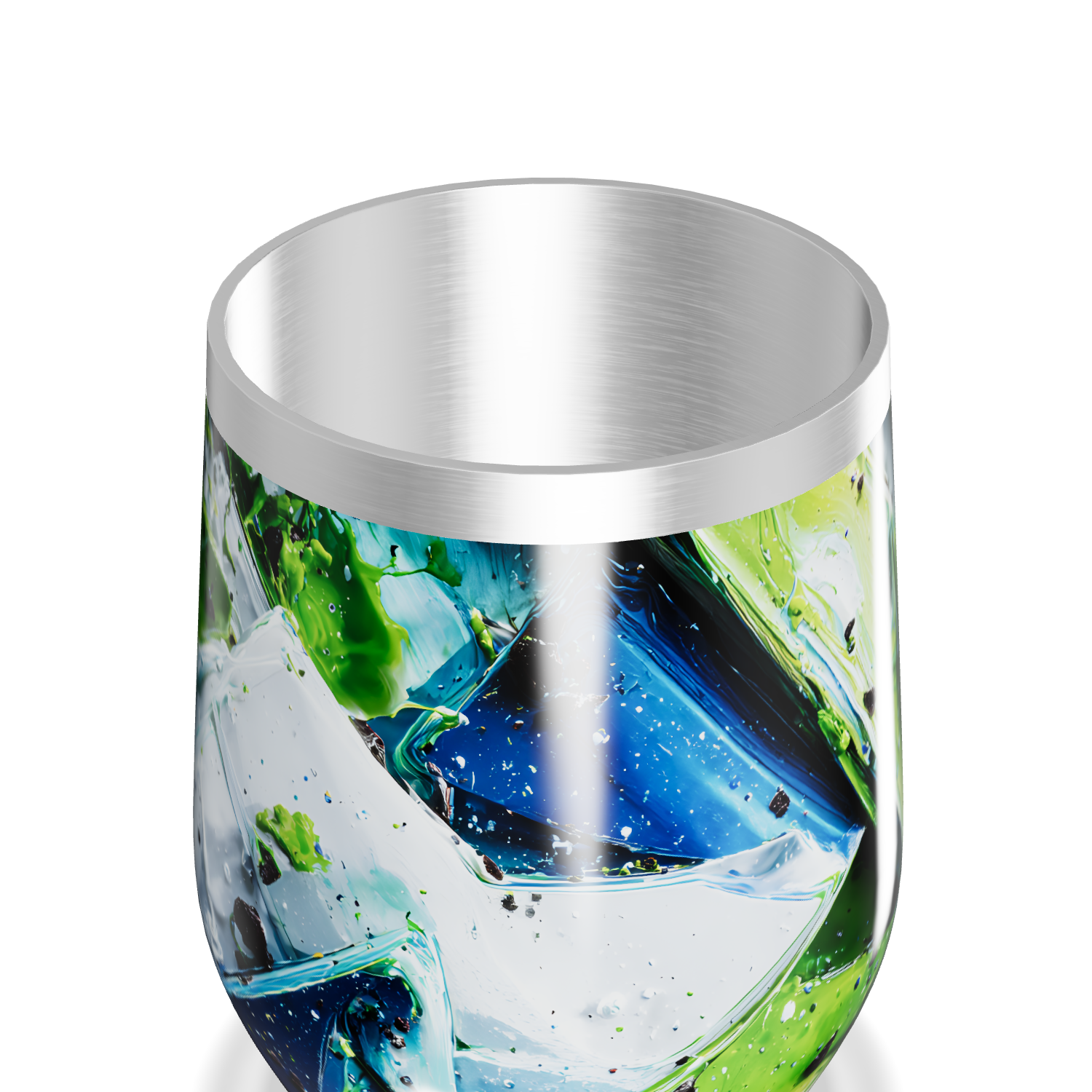 Copo Térmico Slim - Abstrato azul e verde aço inox