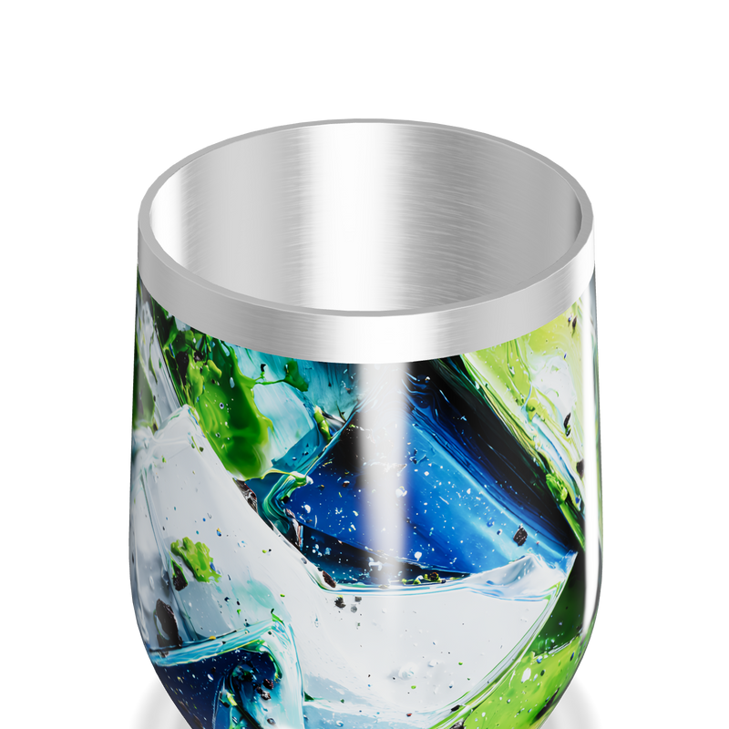 Copo Térmico Slim - Abstrato azul e verde aço inox