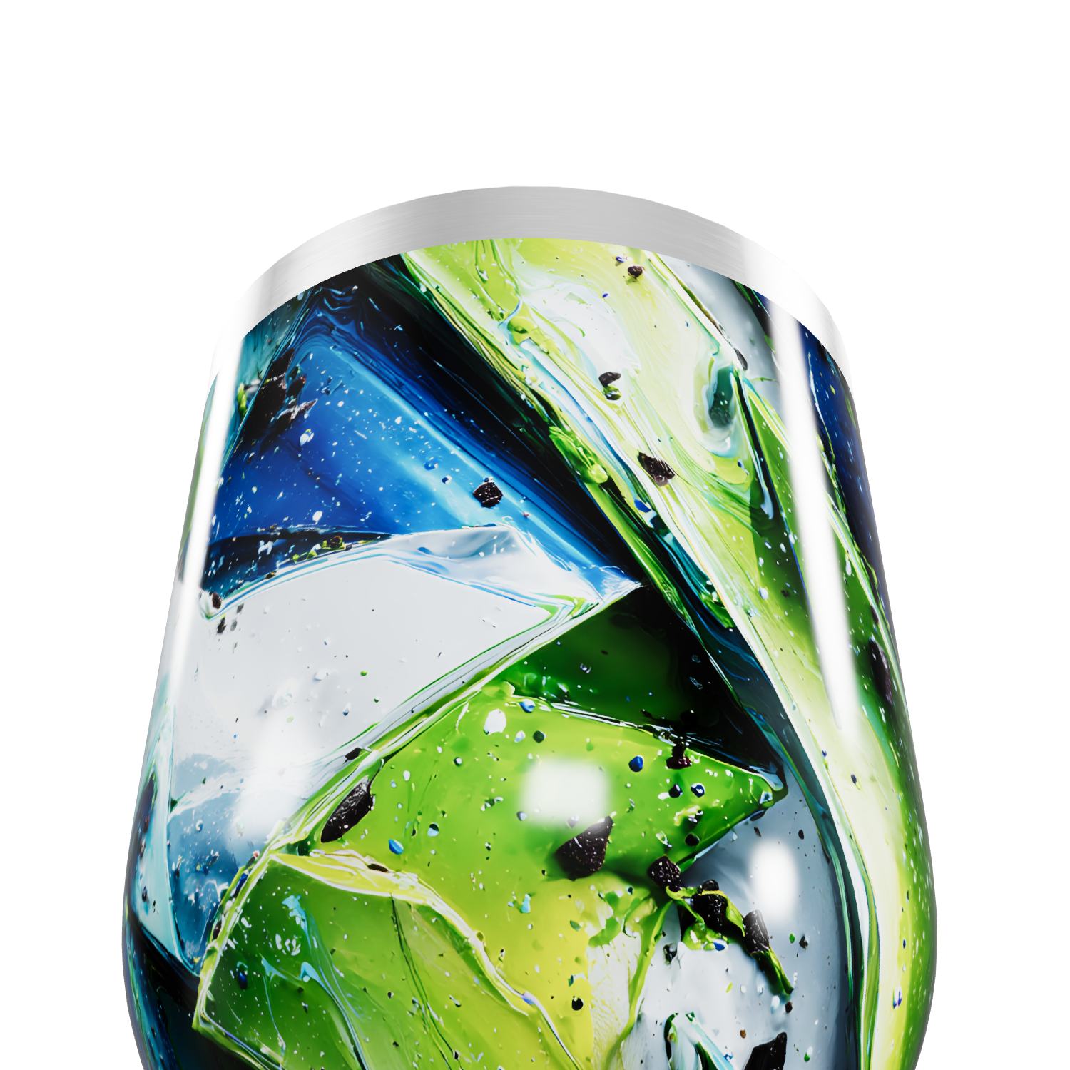 Copo Térmico Slim - Abstrato azul e verde aço inox