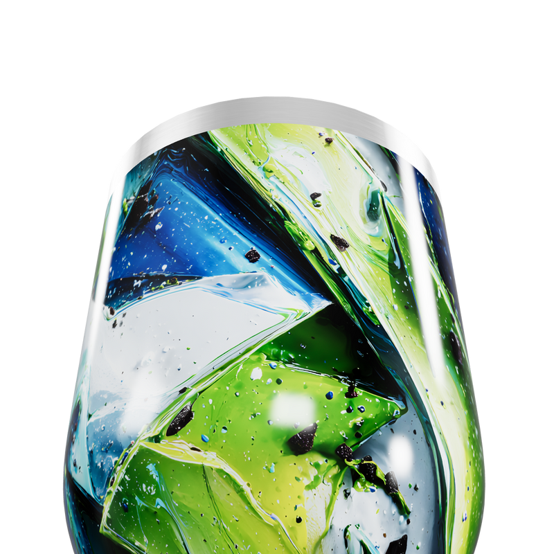 Copo Térmico Slim - Abstrato azul e verde aço inox