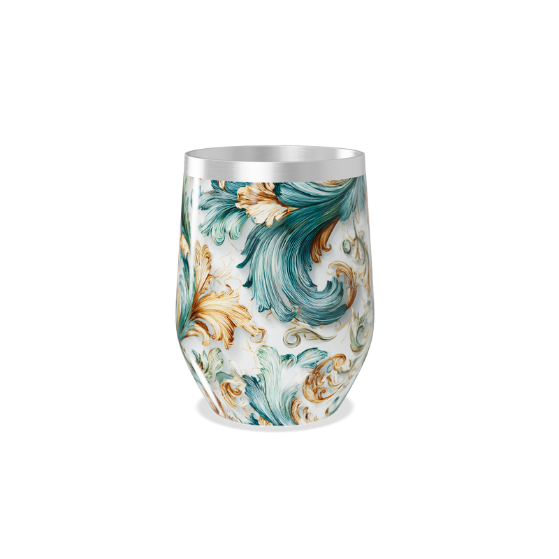 Copo Térmico Slim - Floral Verde Dourado