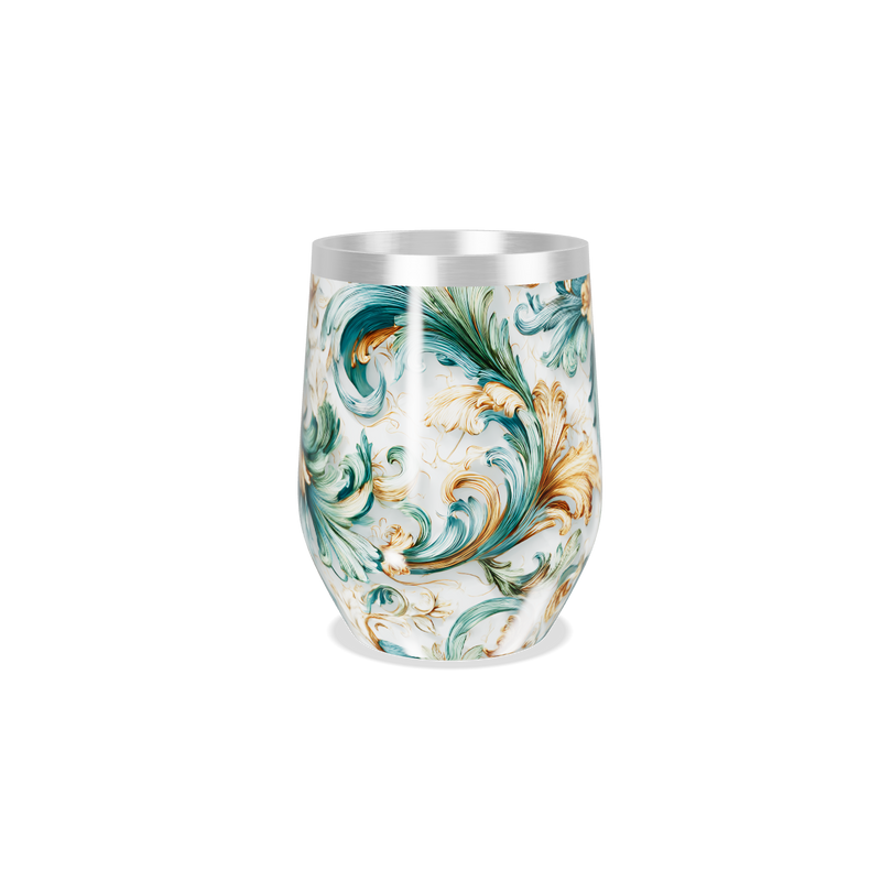 Copo Térmico Slim - Floral Verde Dourado