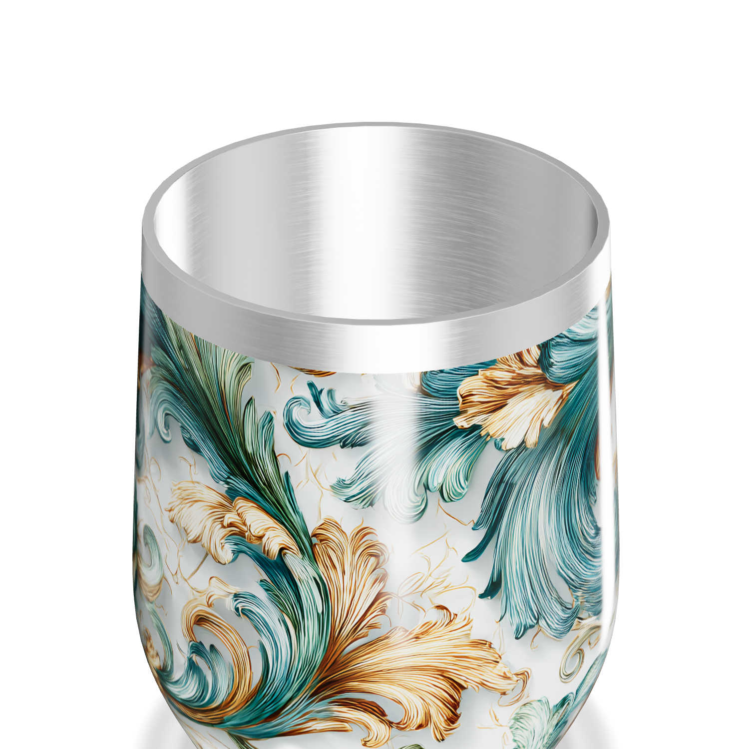 Copo Térmico Slim - Floral Verde Dourado