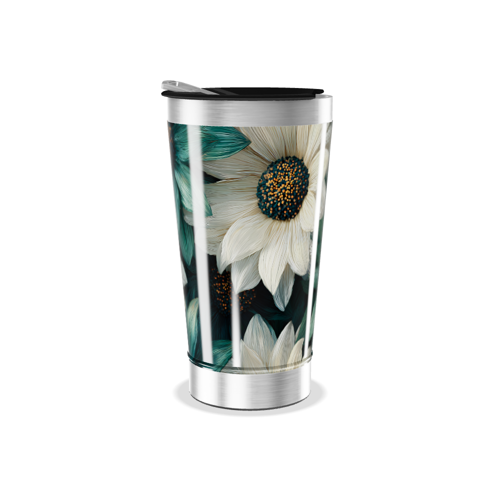 Copo Térmico - Flores Verde e Branco