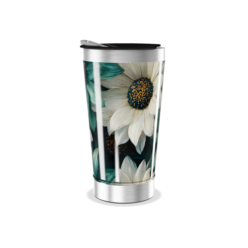 Copo Térmico - Flores Verde e Branco