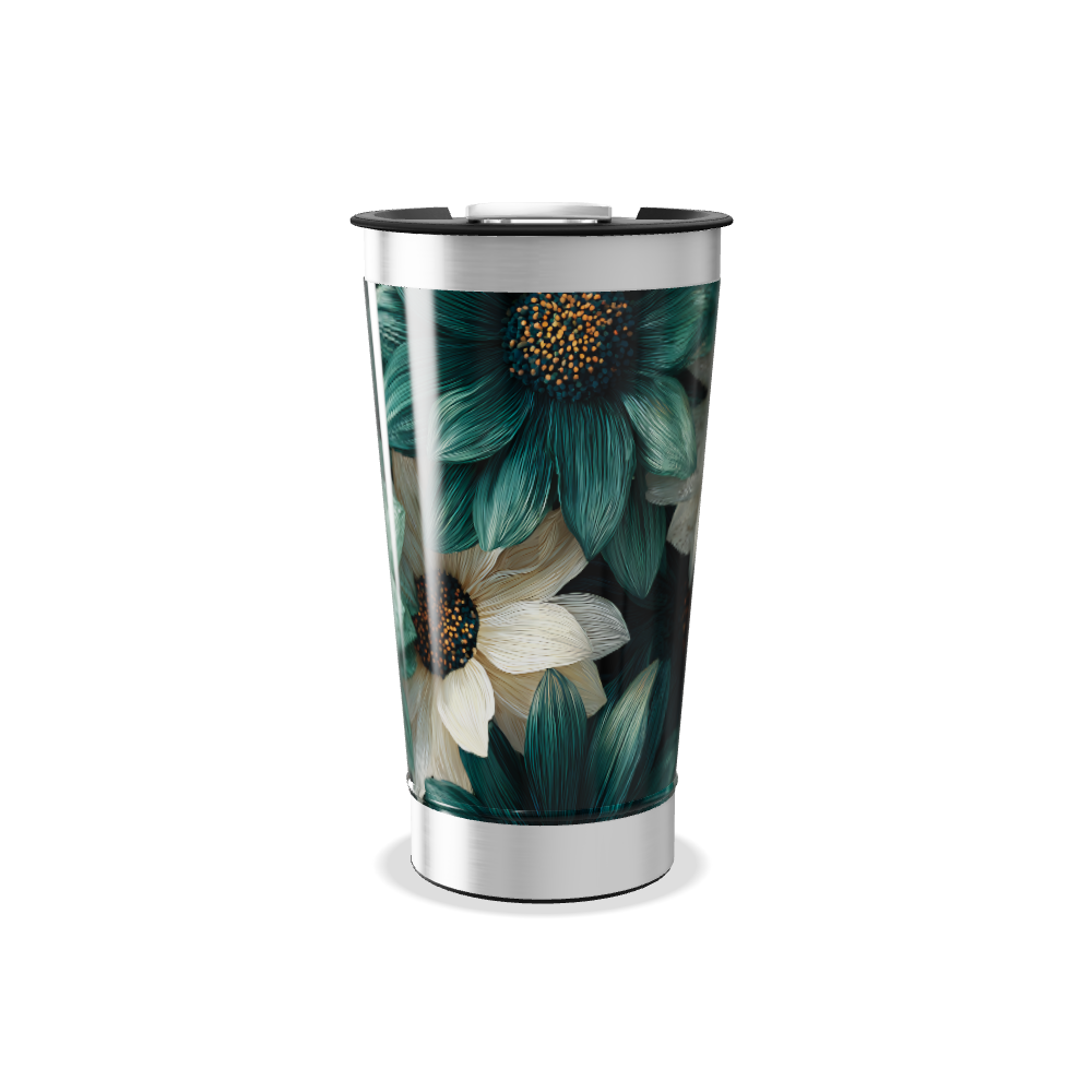 Copo Térmico - Flores Verde e Branco