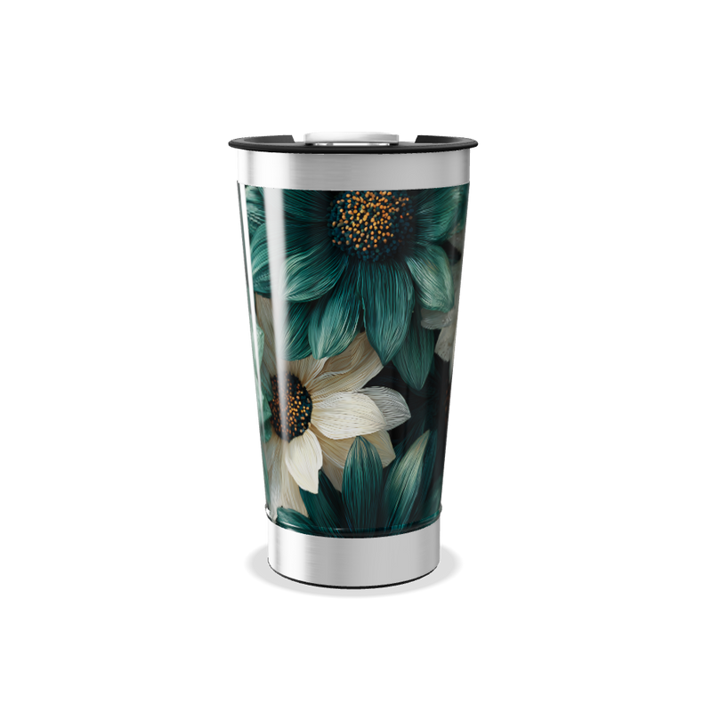 Copo Térmico - Flores Verde e Branco