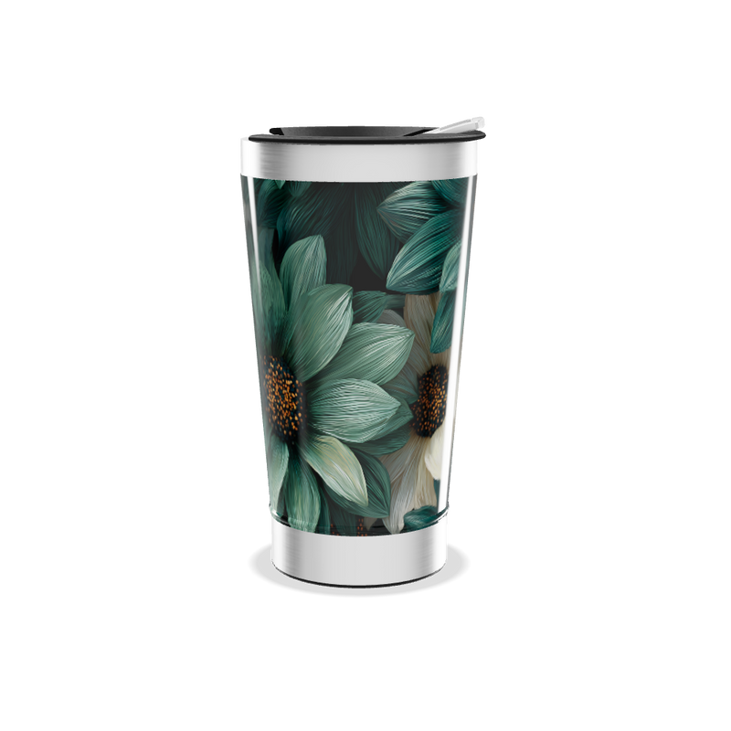 Copo Térmico - Flores Verde e Branco