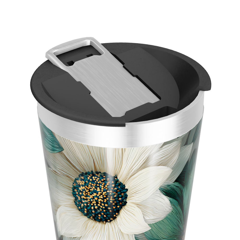 Copo Térmico - Flores Verde e Branco