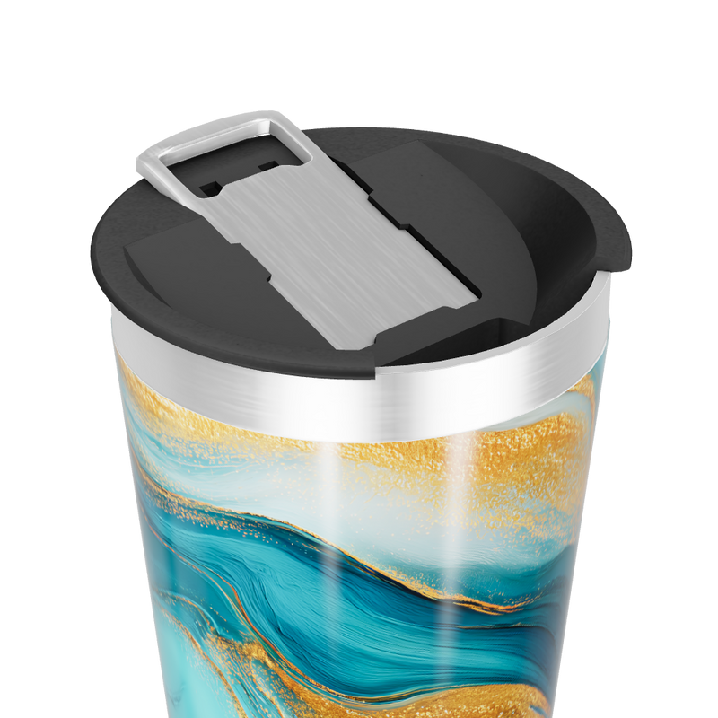 Copo Térmico - Azul com Estampa Abstrata