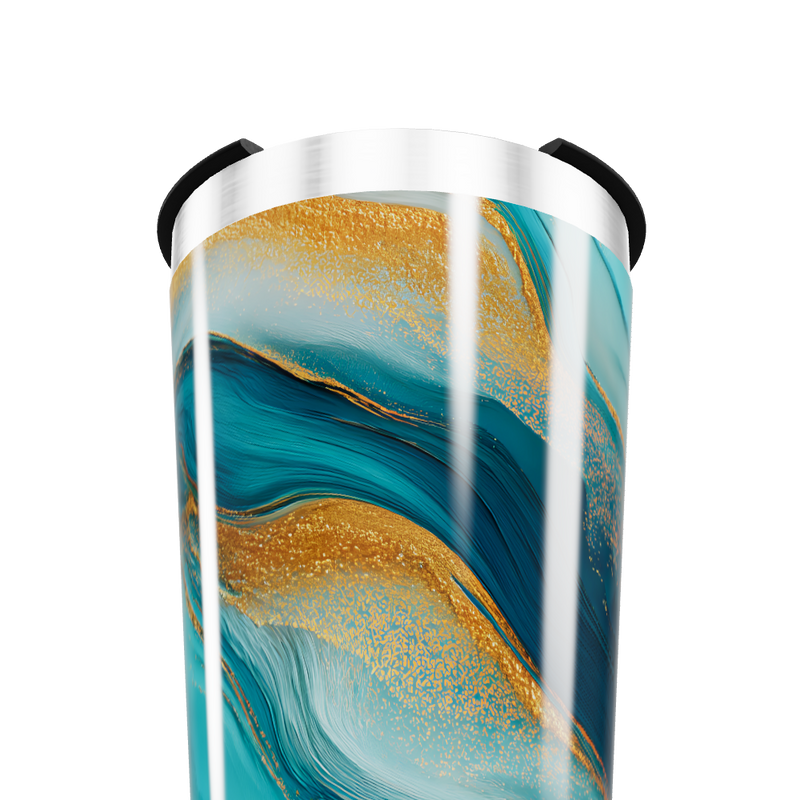 Copo Térmico - Azul com Estampa Abstrata