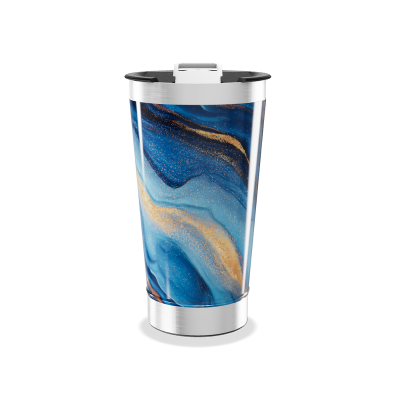 Copo Térmico - Estampa Azul e Dourada