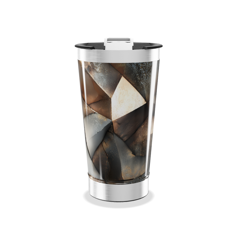 Copo Térmico - Design Geométrico Metalizado