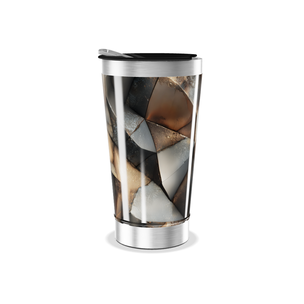 Copo Térmico - Design Geométrico Metalizado