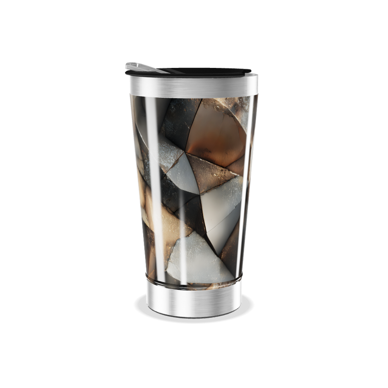 Copo Térmico - Design Geométrico Metalizado