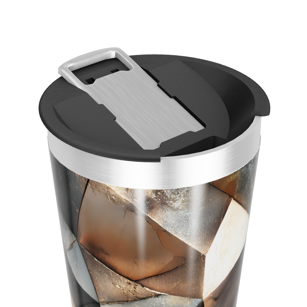 Copo Térmico - Design Geométrico Metalizado