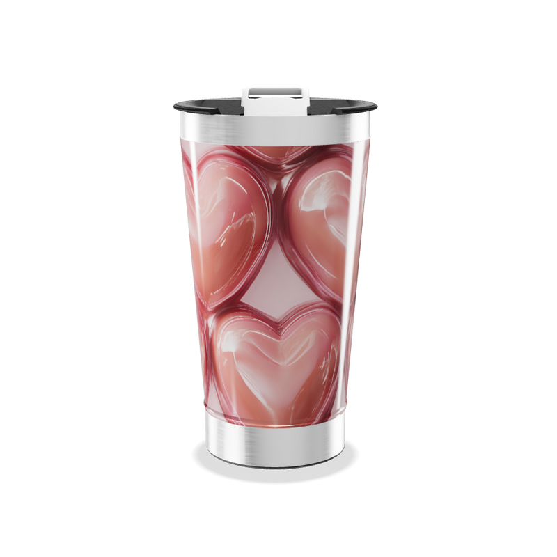 Copo Térmico - Corações Rosa Inox