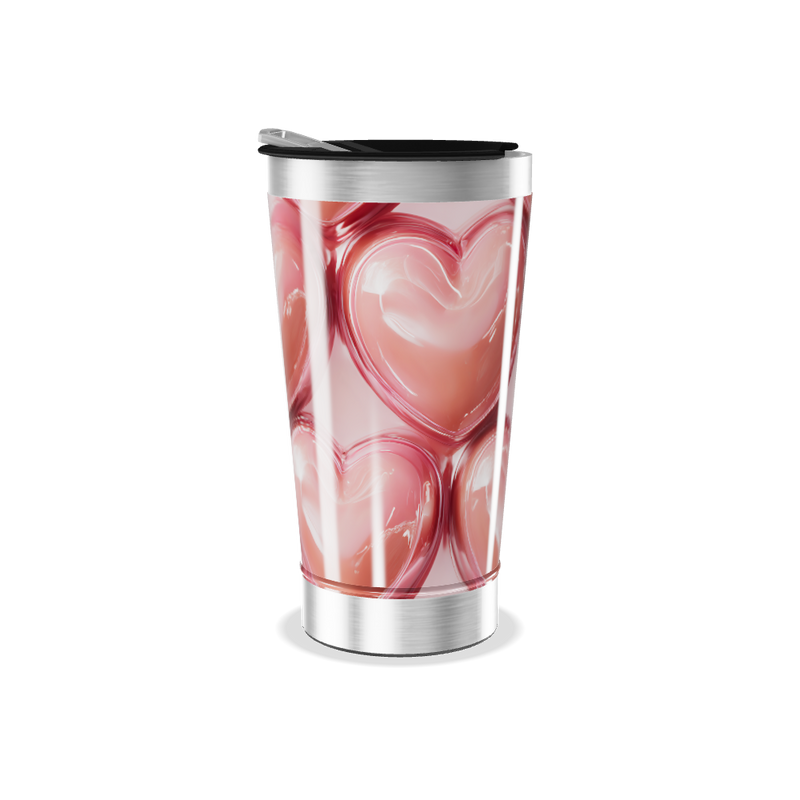 Copo Térmico - Corações Rosa Inox