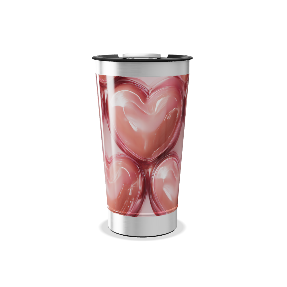 Copo Térmico - Corações Rosa Inox