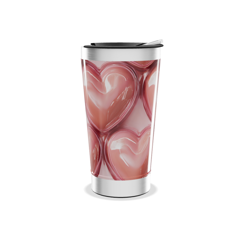 Copo Térmico - Corações Rosa Inox