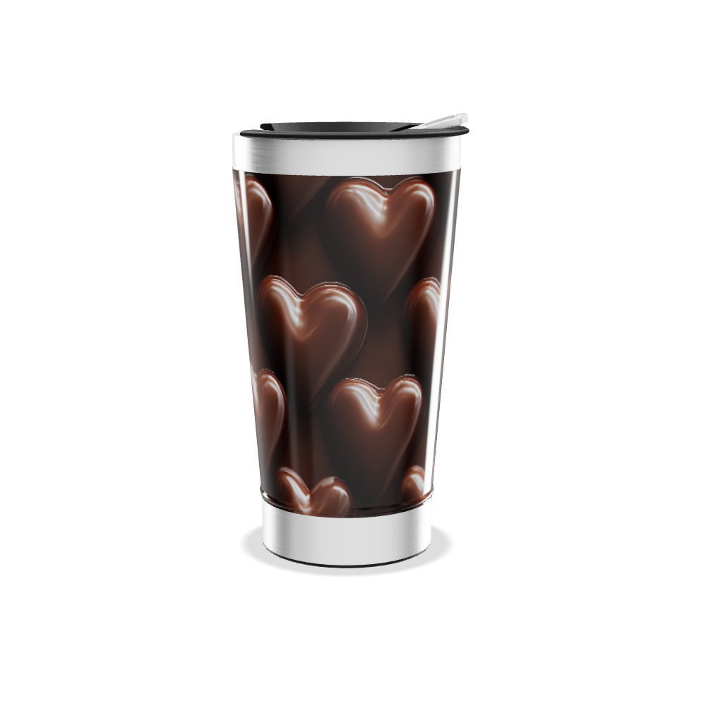 Copo Térmico - Estampa Corações Chocolate