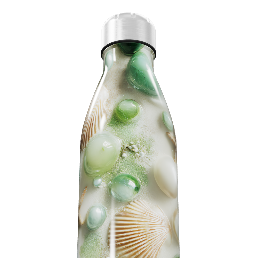 Garrafa Inox - Estampa Conchas e Verde