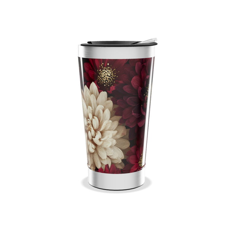 Copo Térmico - Flores Vermelhas e Brancas