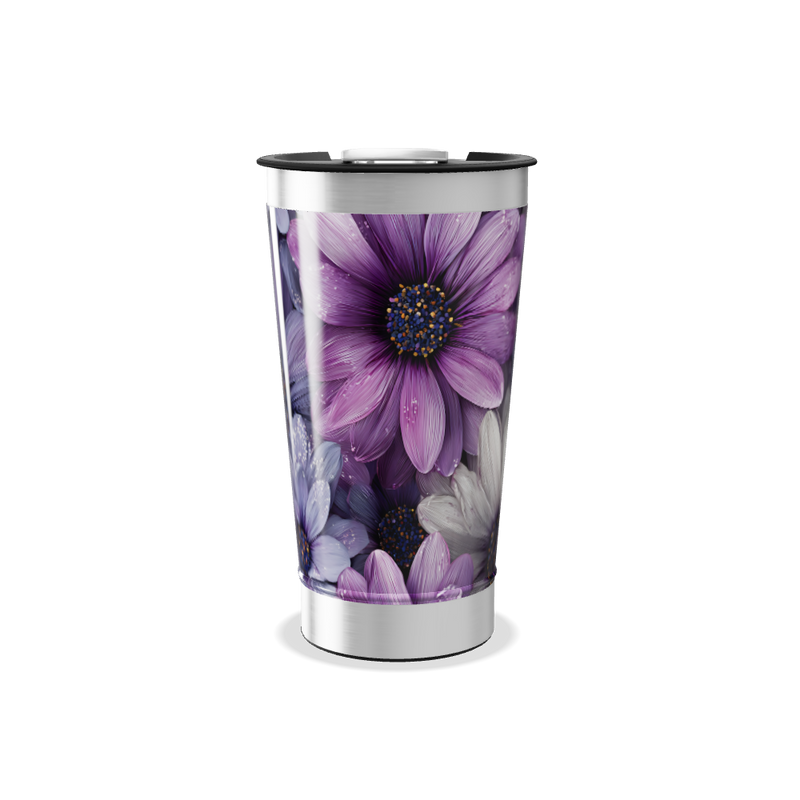 Copo Térmico - Flores Roxas em Aço Inox