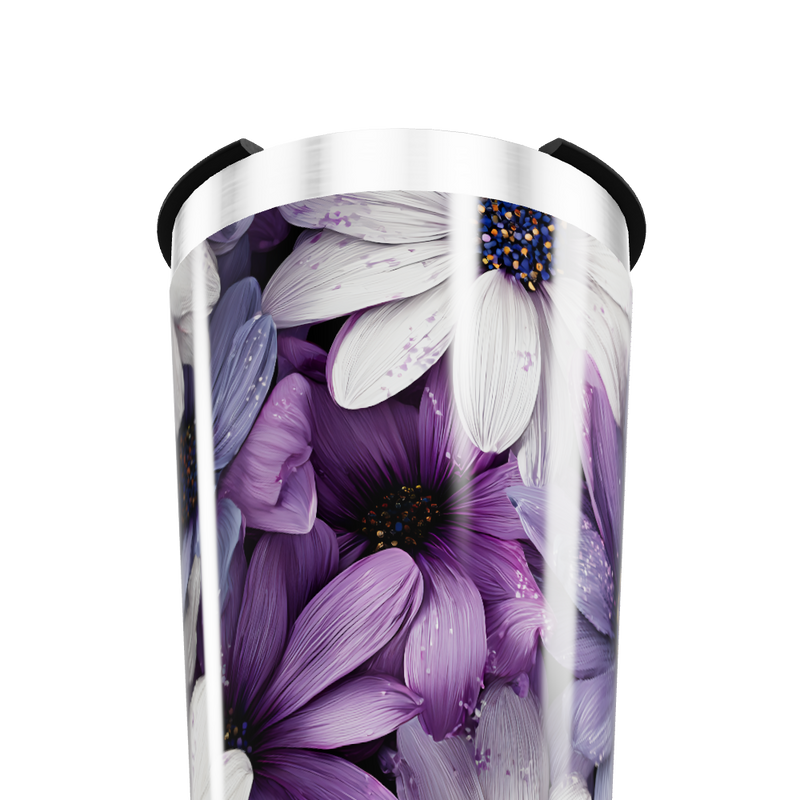 Copo Térmico - Flores Roxas em Aço Inox