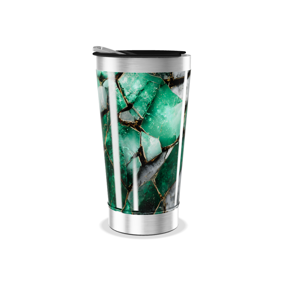 Copo Térmico - Verde Mármore Elegante