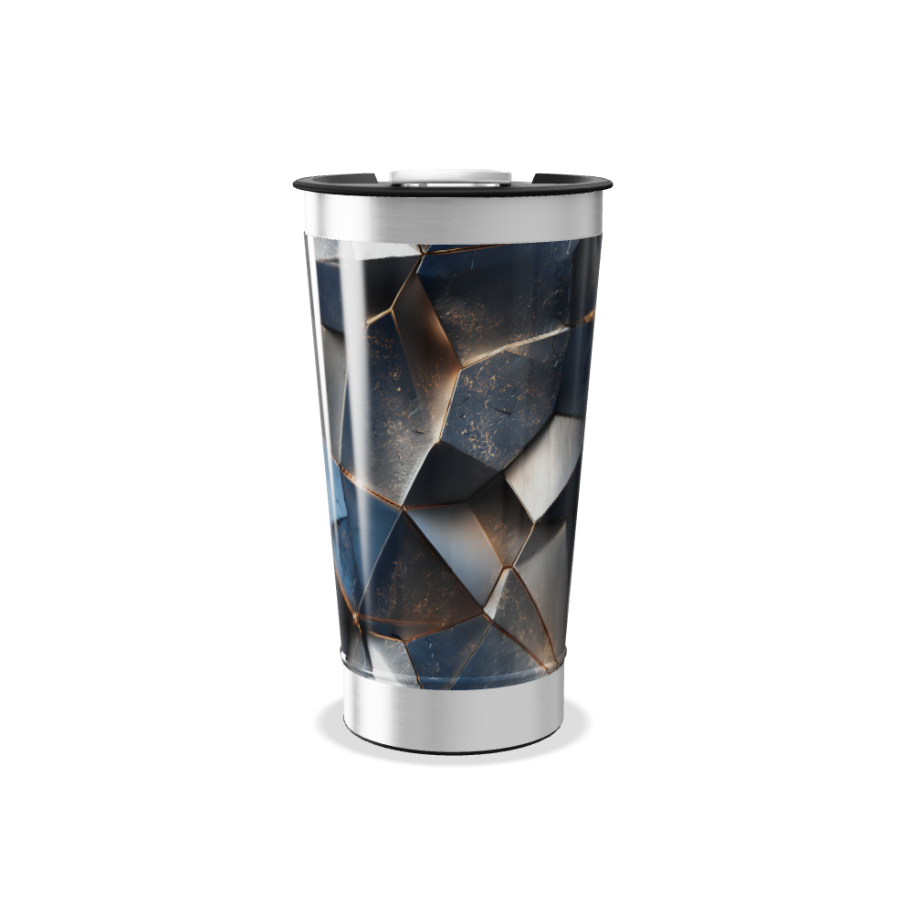 Copo Térmico - Geométrico Azul e Prata