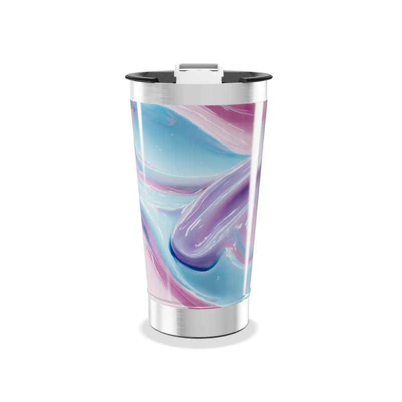 Copo Térmico - Design Abstrato Azul e Rosa