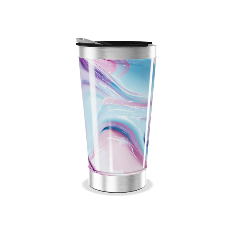 Copo Térmico - Design Abstrato Azul e Rosa