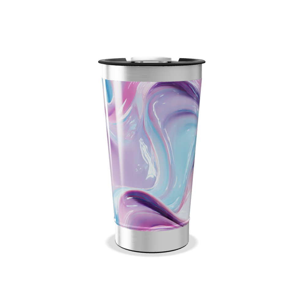 Copo Térmico - Design Abstrato Azul e Rosa