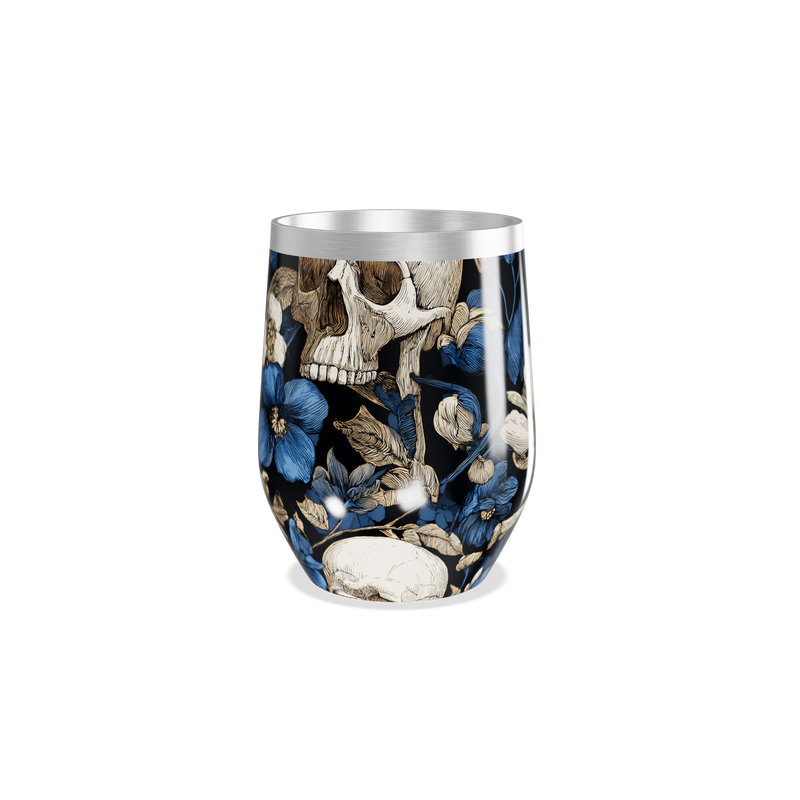 Copo Térmico Slim Caveira Floral aço inox azul