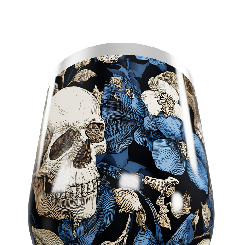Copo Térmico Slim Caveira Floral aço inox azul