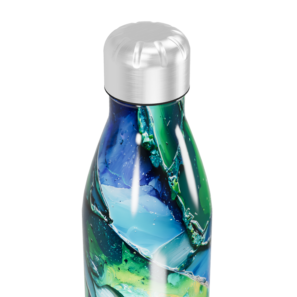 Garrafa Inox - Estampa Abstrata Verde Azul