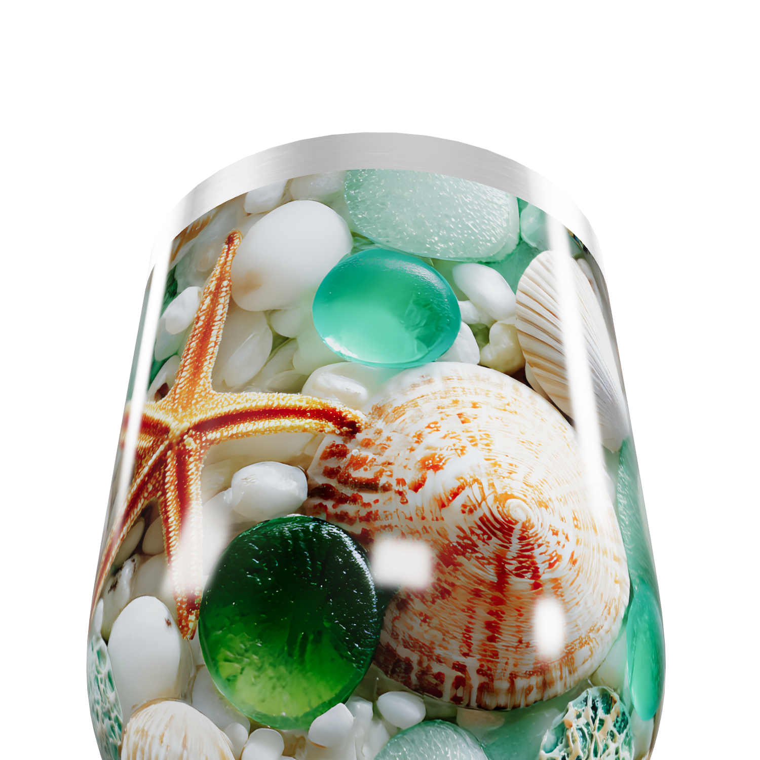 Copo Térmico Slim - Estampa Praia Conchas