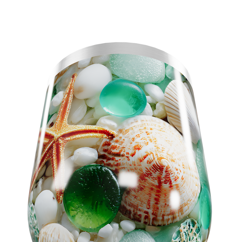 Copo Térmico Slim - Estampa Praia Conchas