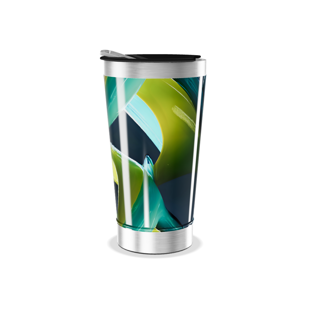 Copo Térmico - Design Abstrato Azul Verde