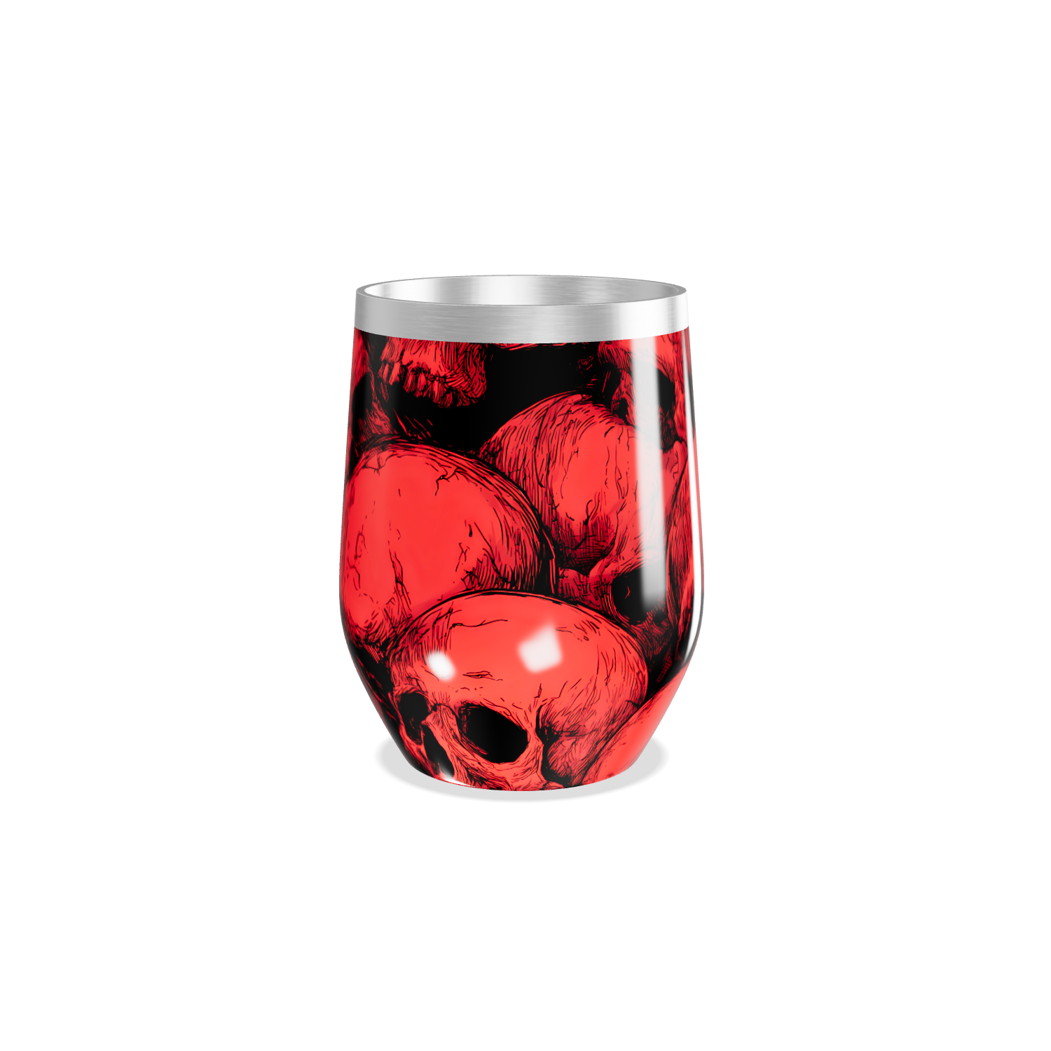 Copo Térmico Slim - Vermelho com Caveiras