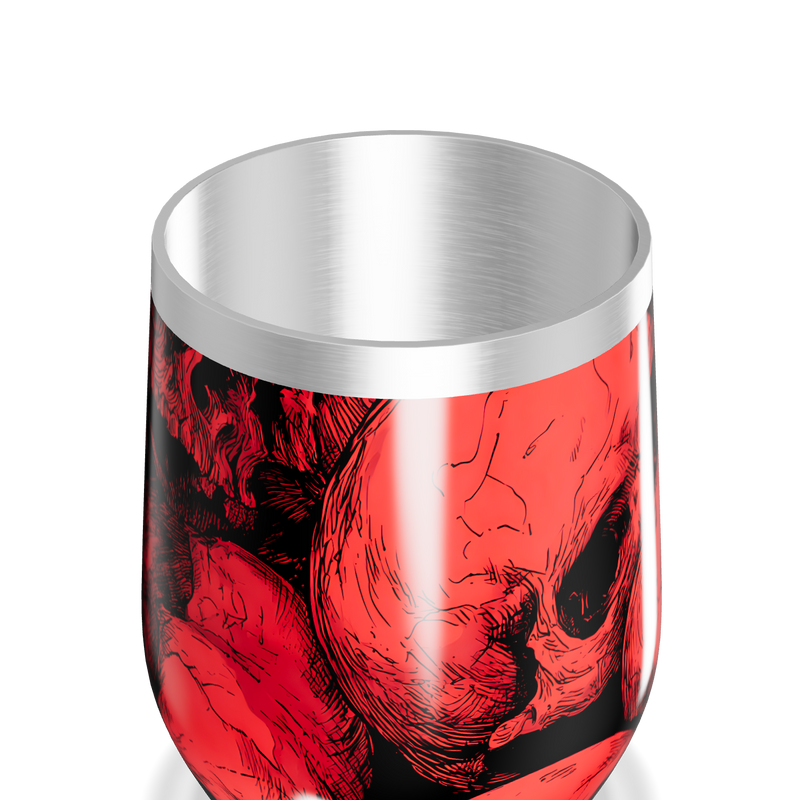 Copo Térmico Slim - Vermelho com Caveiras