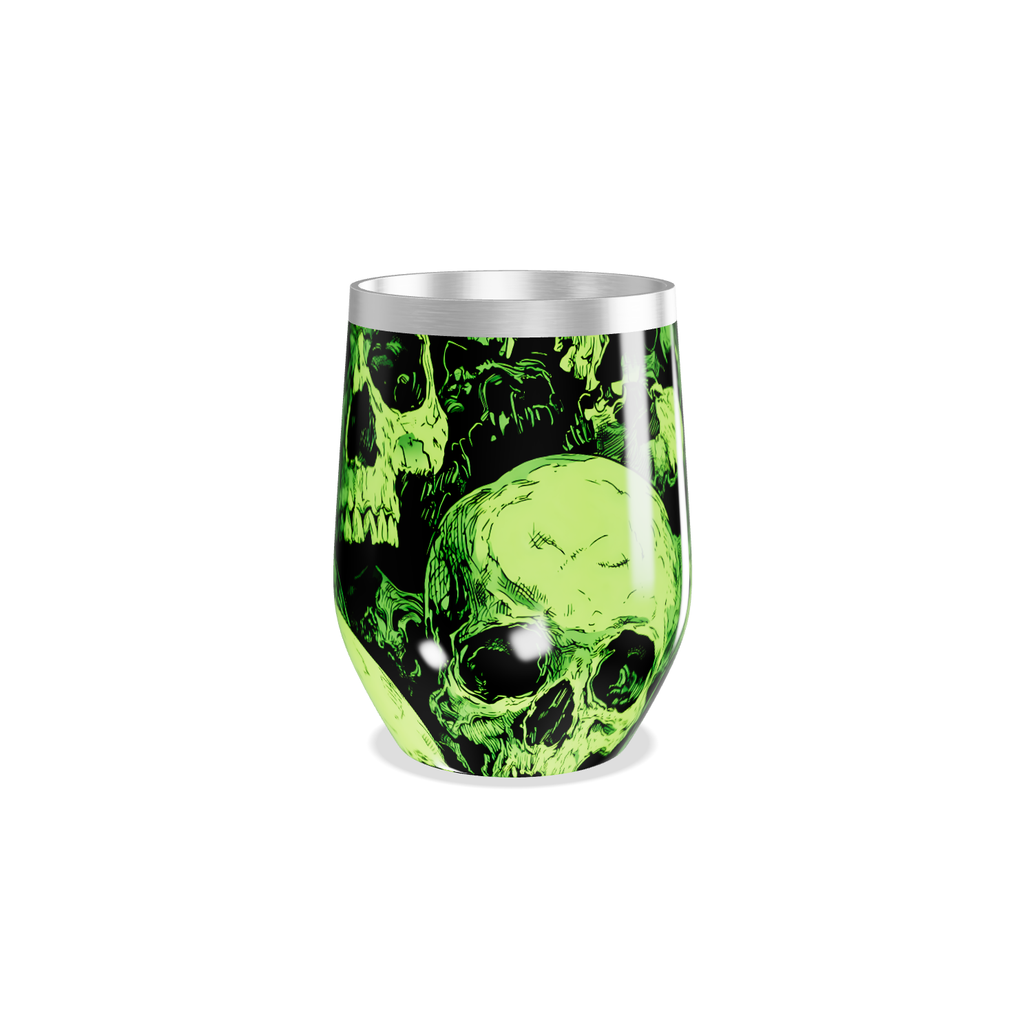 Copo Térmico Slim - Caveiras Verdes Aço Inox