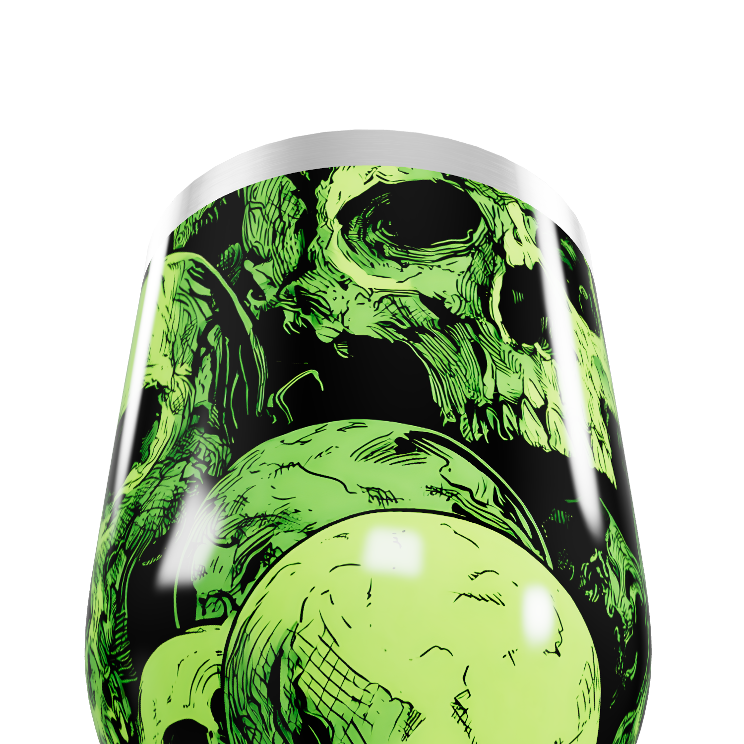 Copo Térmico Slim - Caveiras Verdes Aço Inox