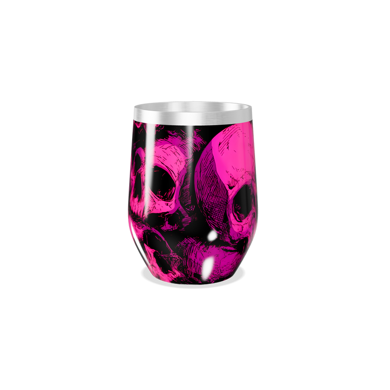 Copo Térmico Slim - Caveiras Rosa Aço Inox