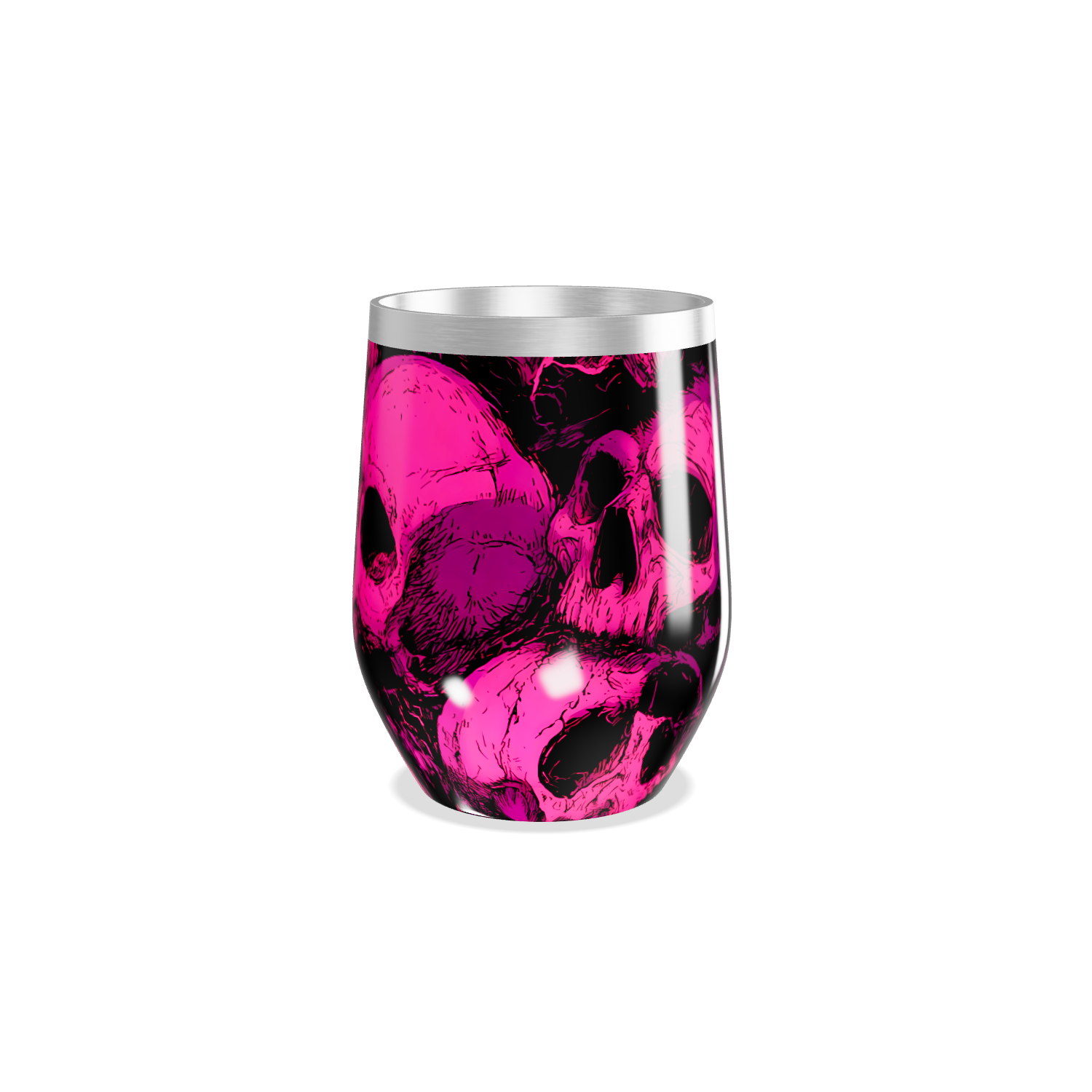 Copo Térmico Slim - Caveiras Rosa Aço Inox