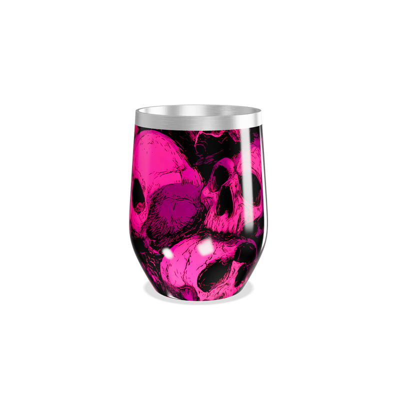 Copo Térmico Slim - Caveiras Rosa Aço Inox