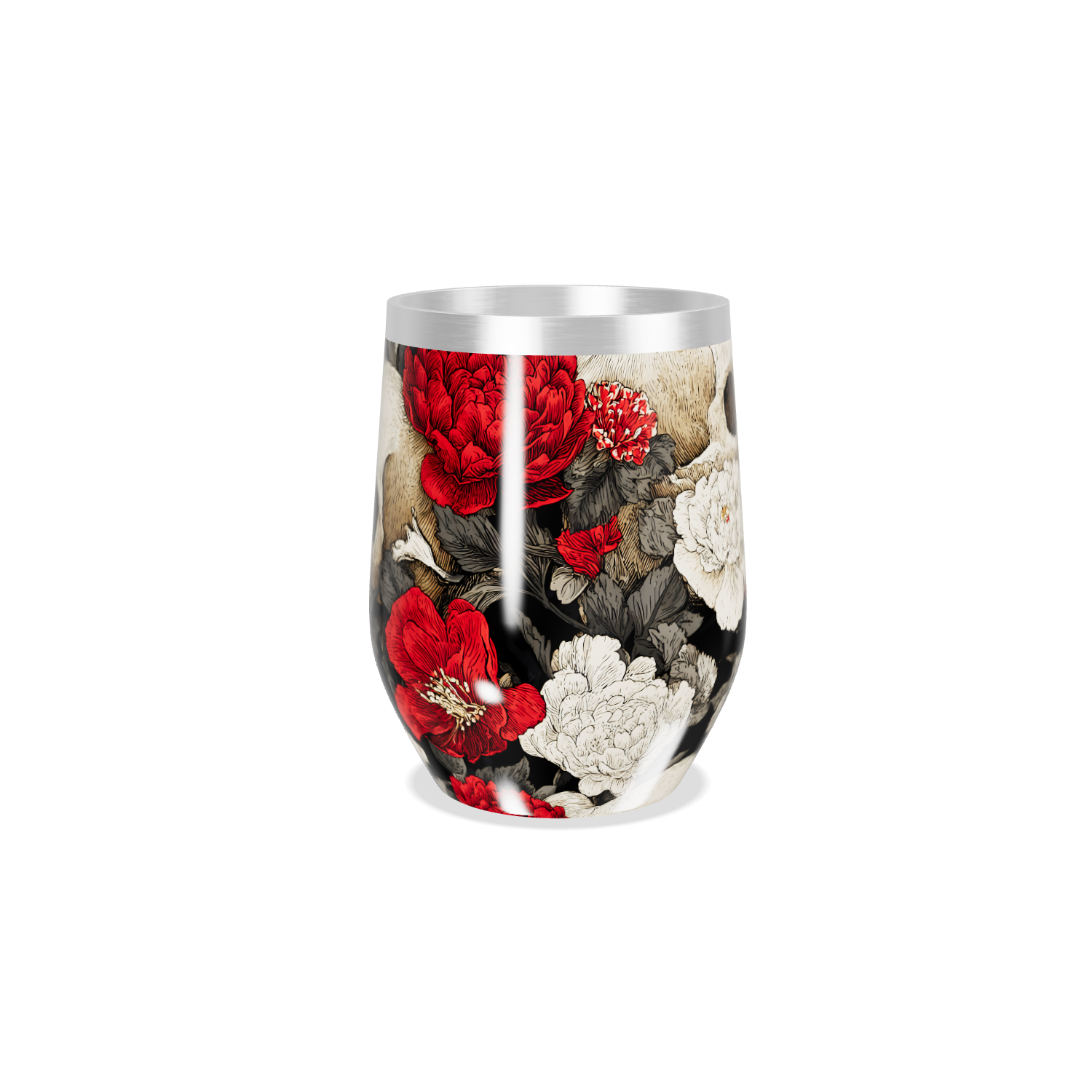 Copo Térmico Slim - Floral Caveira Inox