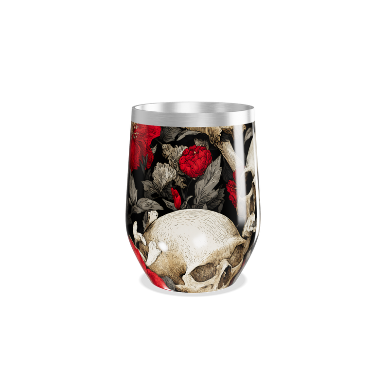 Copo Térmico Slim - Floral Caveira Inox