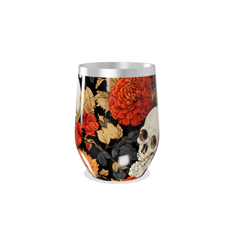 Copo Térmico Slim - Floral Caveira Preto